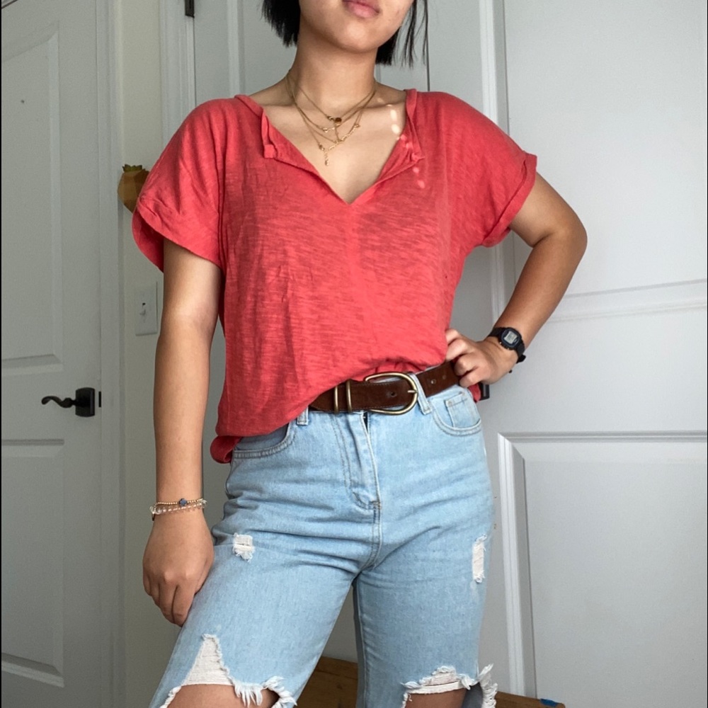 Madewell Salmon V-Neck Tee
